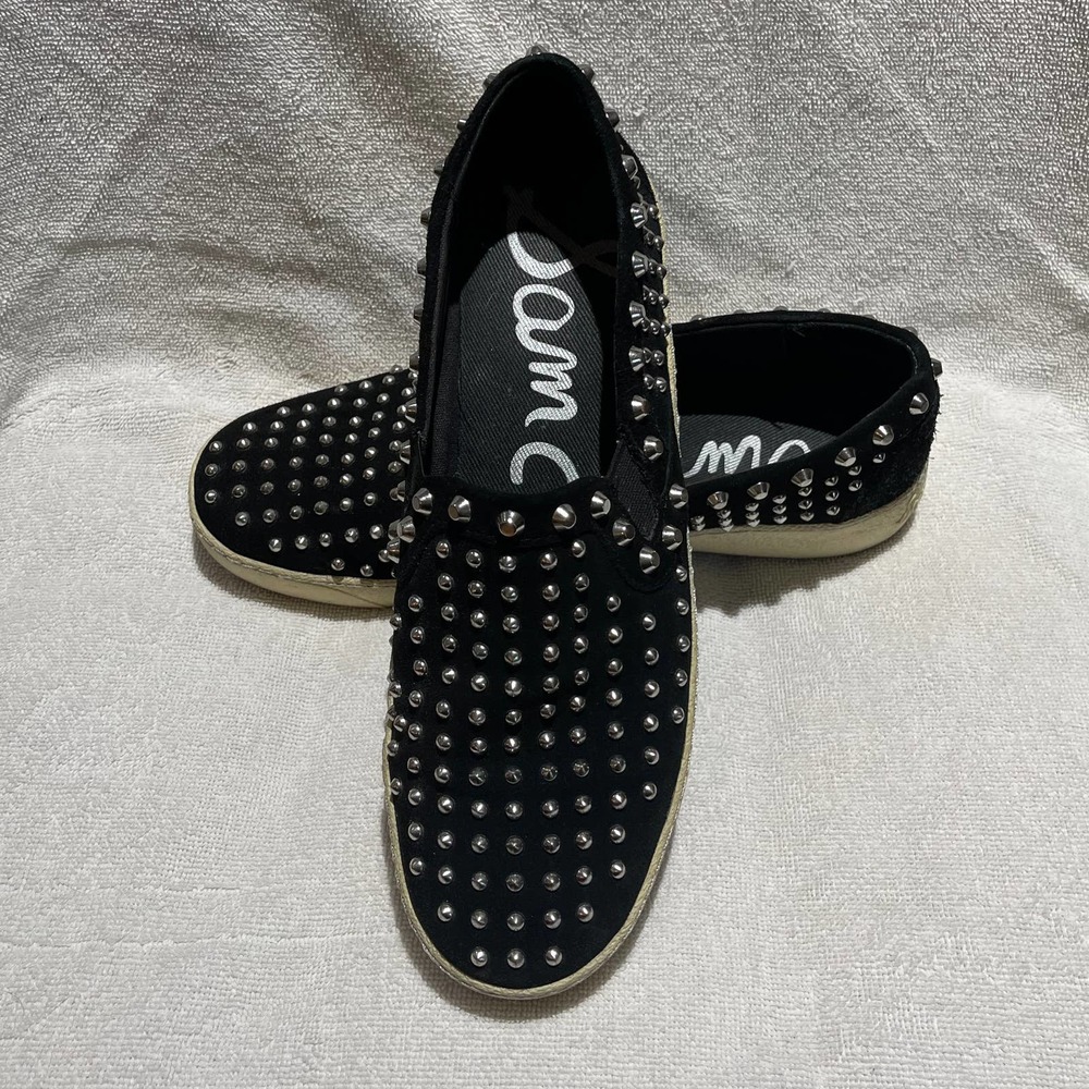 Sam Edelman Women's Size 39.5 EU 8.5 US Black Leather Carlson Stud Loafer Shoes